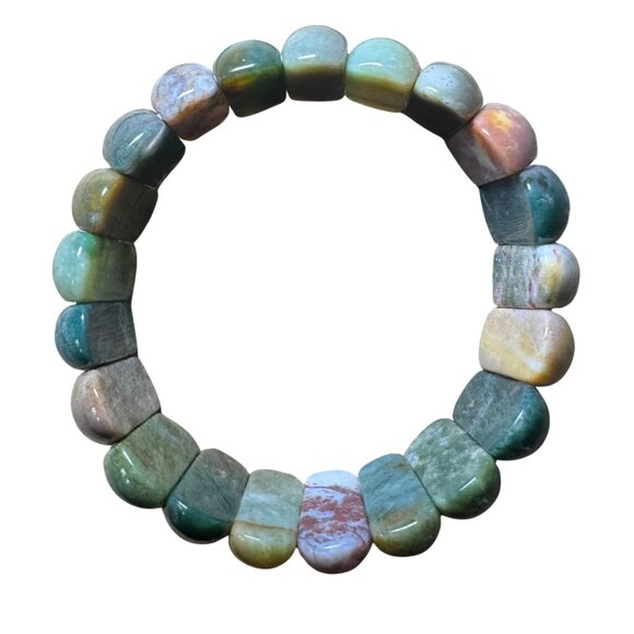 Agate Bloodstone Power Bead Bracelet – Natural Stone Stretch - Picture 5 of 9